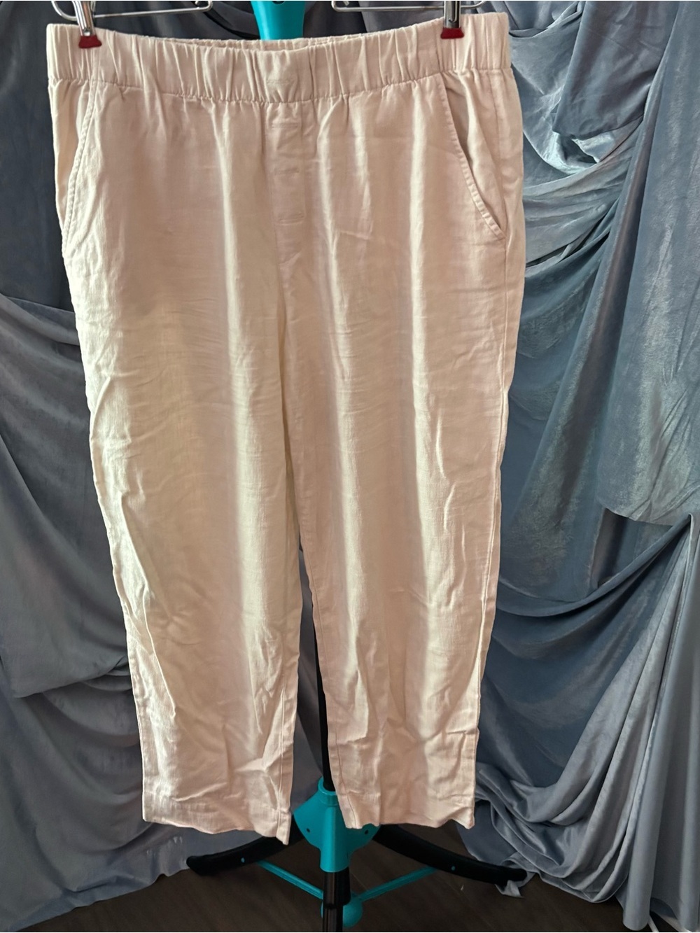 LOFT Cream High Rise Straight linen Pants